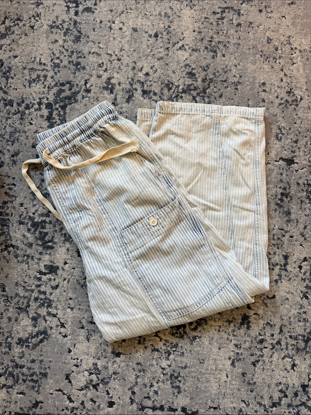 Light Blue Pinstripe Straight Leg Pants